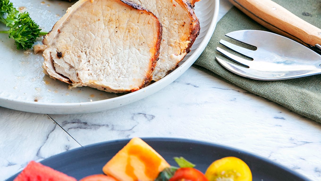 Loin Roast with Melon & Tomato Salad