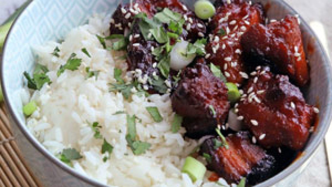 Pork Belly Bites with Rice